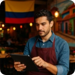 restaurante colombiano con jefe usando software